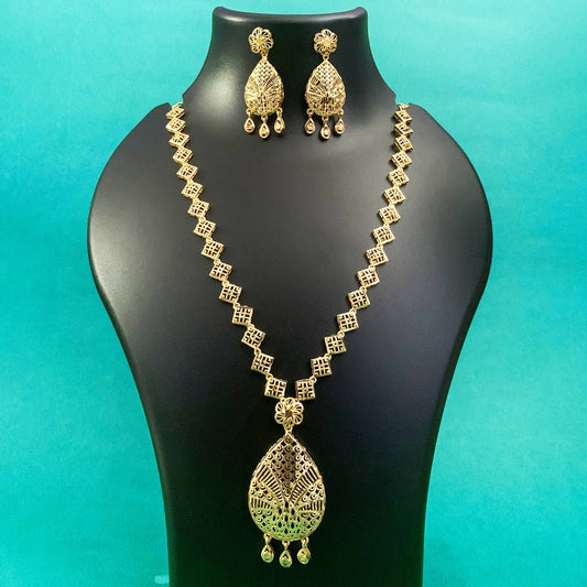 Traditional Gold Plated Necklace Set with Earrings | Ethnic Indian Jewellery