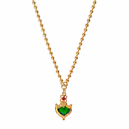 Traditional Gold Plated Palakka Pendant Necklace with Ball Chain – Kerala Ethnic Jewellery
