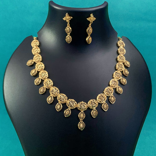Traditional Gold Plated Short Necklace Set with Earrings | Ethnic Jewellery for Women & Girls