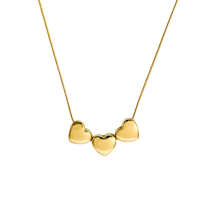 18K Gold Plated Triple Heart Pendant Necklace for Women & Girls | Elegant Daily Wear Chain