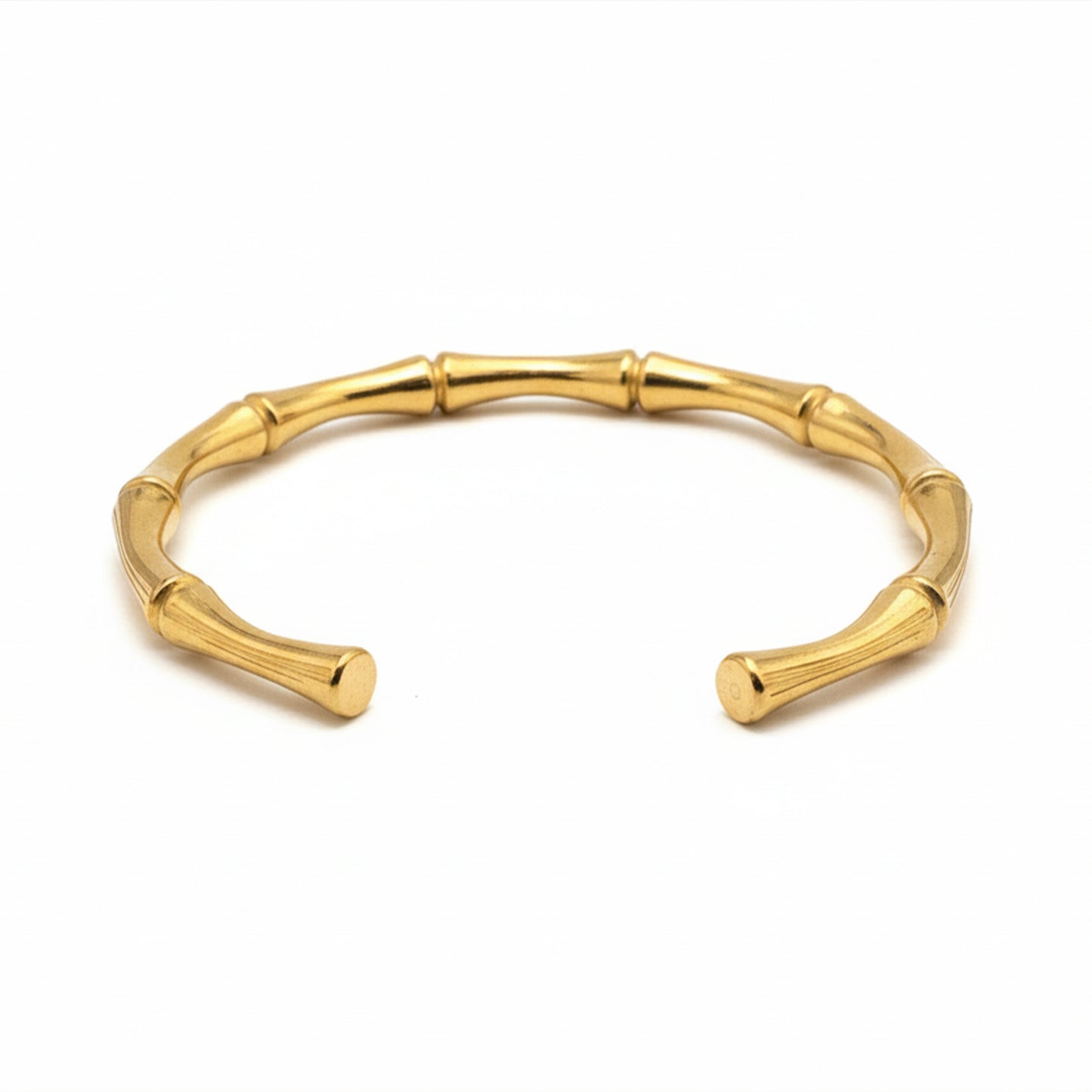 18K Gold Plated Bamboo Open Cuff Bracelet | Anti-Tarnish Kada by Zytoon