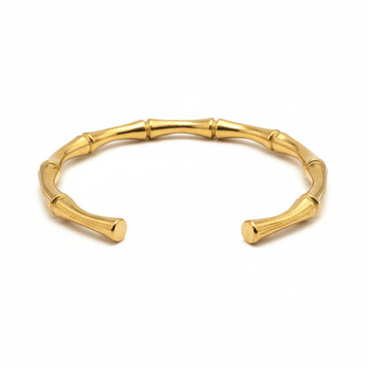 18K Gold Plated Bamboo Open Cuff Bracelet | Anti-Tarnish Kada by Zytoon