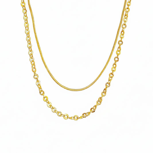 18K Gold Plated Dual Layer Chain Necklace – Adjustable & Anti-Tarnish
