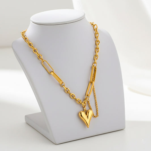 18K Gold Plated Heart Pendant Necklace | Minimal Paperclip Chain | Anti-Tarnish Daily Wear Jewelry by Zytoon