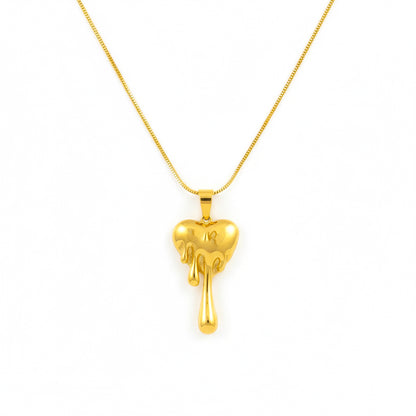 18K Gold Plated Melted Heart Pendant Necklace