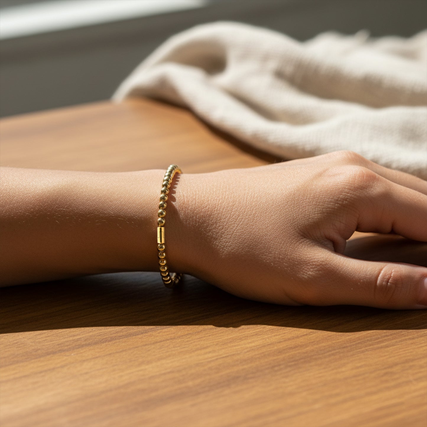 Minimalist 18K Gold Plated Beaded Kada Bracelet – Zytoon