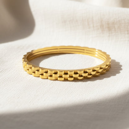 18K Gold Plated Textured Stacked Kada Bracelet for Women | Zytoon