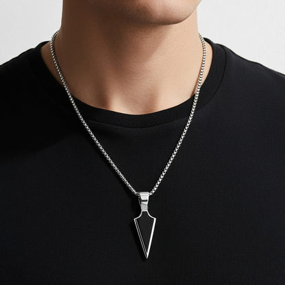 Black Arrowhead Pendant Necklace for Men – Stainless Steel Chain