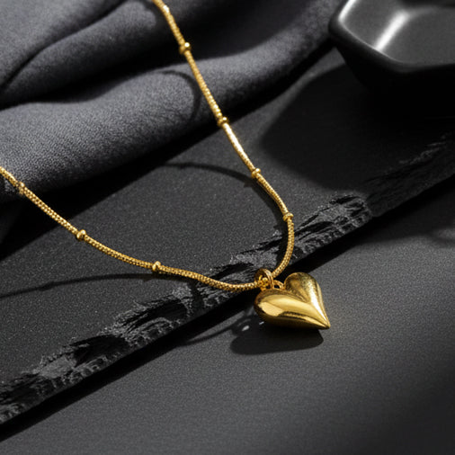 18K Gold Plated Heart Pendant Necklace – Minimal & Anti-Tarnish
